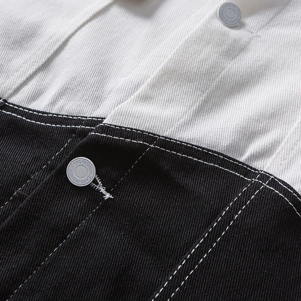 Black And White Denim Jacket.Black and White Denim Jacket 'Jin' - My Japan Clothes