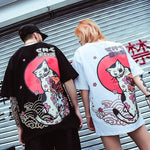 Load image into Gallery viewer, Cat & Koi Carp T-shirt 'Konbo'