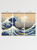 Load image into Gallery viewer, Japanese Triptych Wall Art 'Kanagawa Wave'