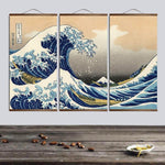 Load image into Gallery viewer, Japanese Triptych Wall Art 'Kanagawa Wave'