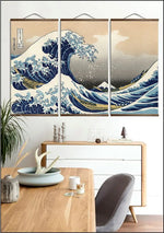 Load image into Gallery viewer, Japanese Triptych Wall Art 'Kanagawa Wave'