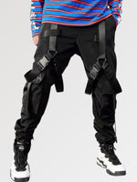 Load image into Gallery viewer, Mens Black Cargo Pants with Straps 'Tsushima'