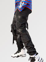Load image into Gallery viewer, Mens Black Cargo Pants with Straps 'Tsushima'
