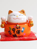 Load image into Gallery viewer, Orange Maneki-Neko Money Box