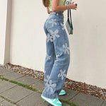 Load image into Gallery viewer, Women's Blue Jeans Floral Design 'Saitama'