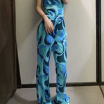 Load image into Gallery viewer, Women's Wide Leg Blue Pants 'Shizuoka'