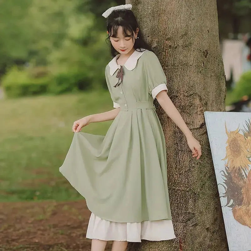 cute japanese dresses Robe Écolière Japon 'Gakko' Vert / XL