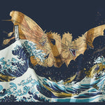 Load image into Gallery viewer, Japanese T-shirt Gold Doragon &#39;Arigato&#39;
