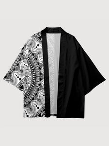 Black and White Haori 'Geometric'