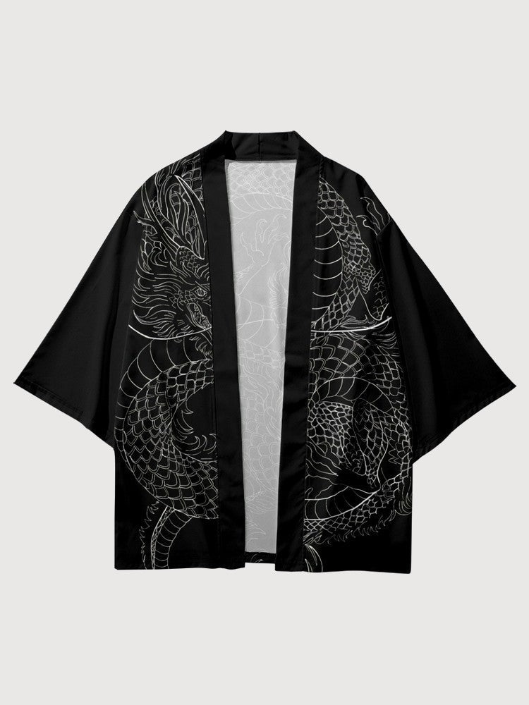 Black Japanese Haori 'Doragon'