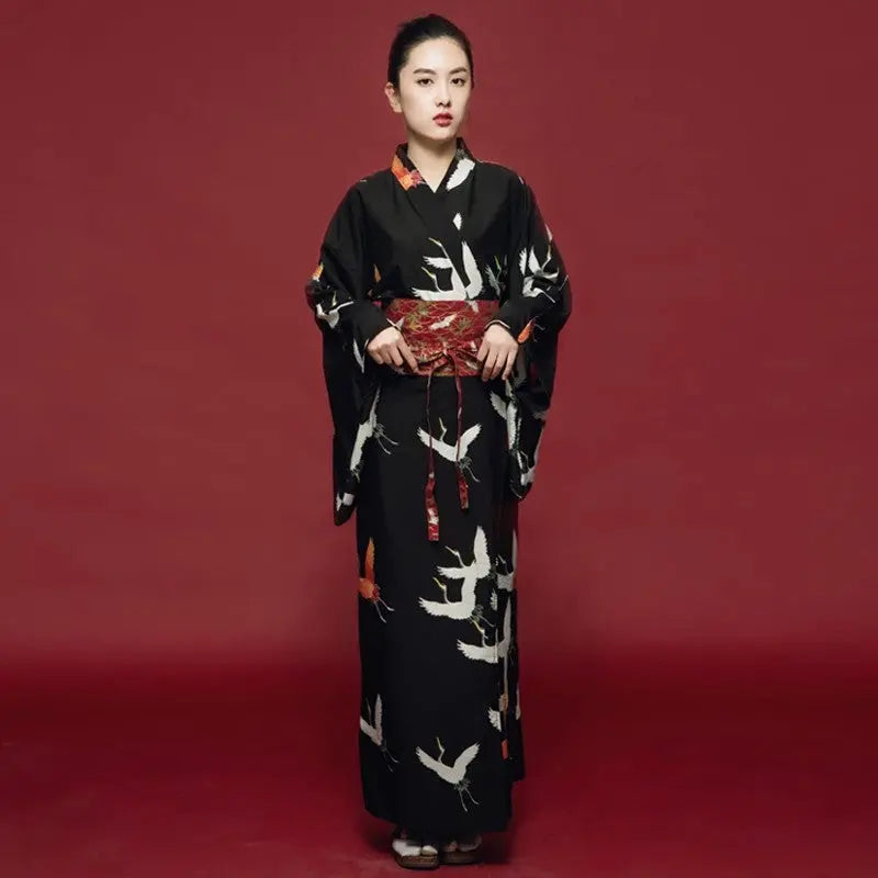Black Japanese Kimono for Women 'Hotaka'