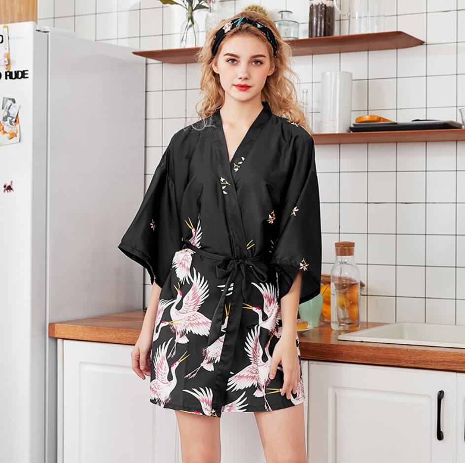 Black Kimono Style Japanese Pajamas