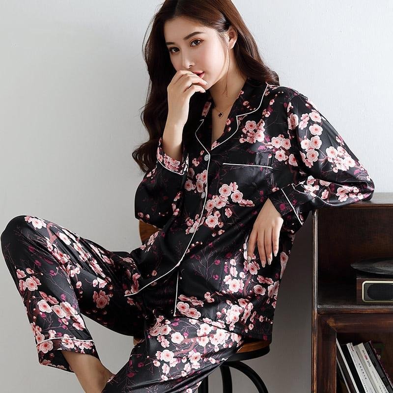 Black Silk Japanese Pajamas