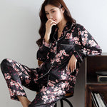 Load image into Gallery viewer, Black Silk Japanese Pajamas
