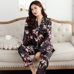 Load image into Gallery viewer, Black Silk Japanese Pajamas
