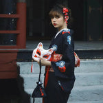 Load image into Gallery viewer, Black Traditional Kimono for Women &#39;Gozaisho&#39;
