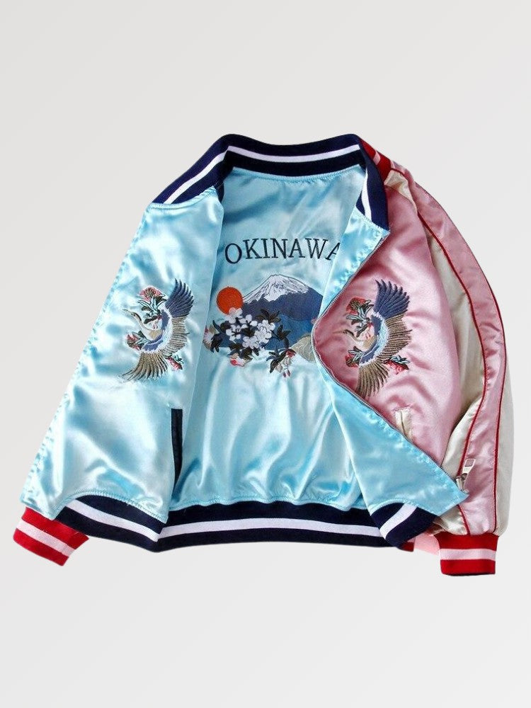 Blue and Pink Reversible Sukajan Jacket 'Kawagoe'