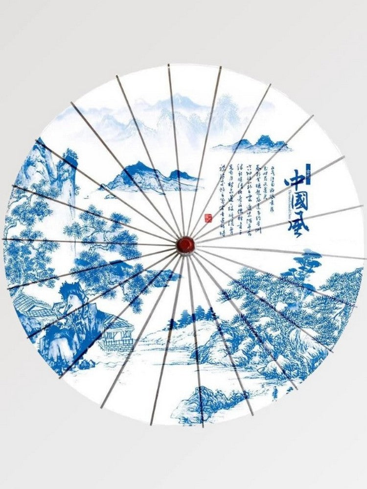 Blue and White Umbrella 'Japanese Landscape'