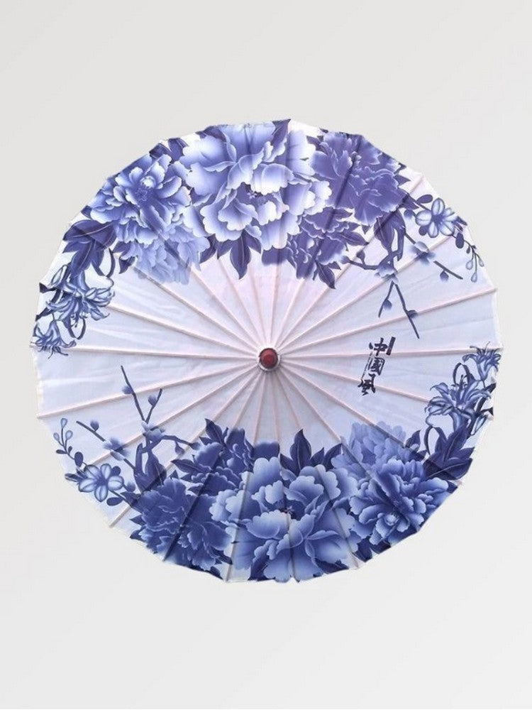 Blue Flowers Japanese Umbrella 'Handa'