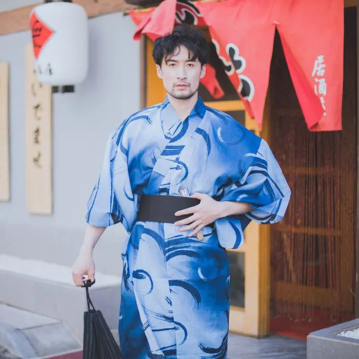 Blue Japanese Kimono for Mens 'Ontake'