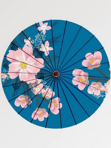Blue Japanese Umbrella with Floral Design 'Sakura'