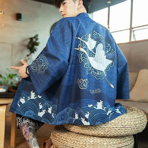 Blue Kimono Cardigan for Men 'Kitano'