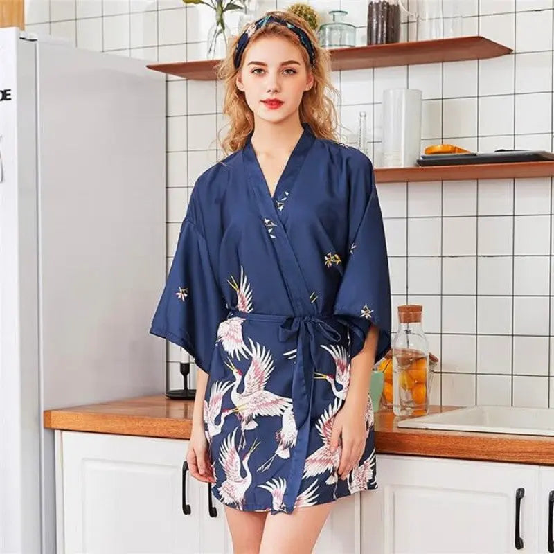 Blue Kimono Style Japanese Pajamas