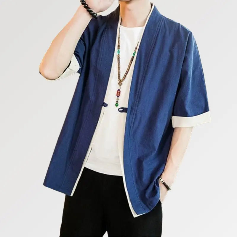 Blue Mens Kimono Jacket 'Tohoshinki'