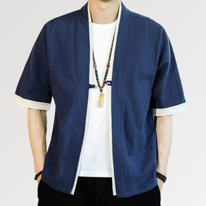 Blue Mens Kimono Jacket 'Tohoshinki'