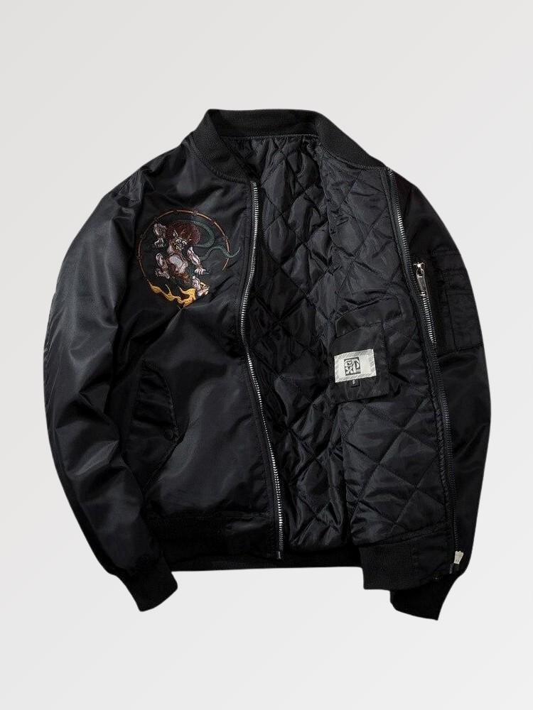 Japanese Yokai Embroidered Bomber - Main Image