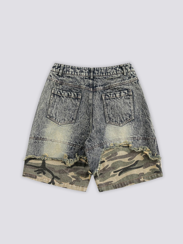 Camouflage Denim Shorts