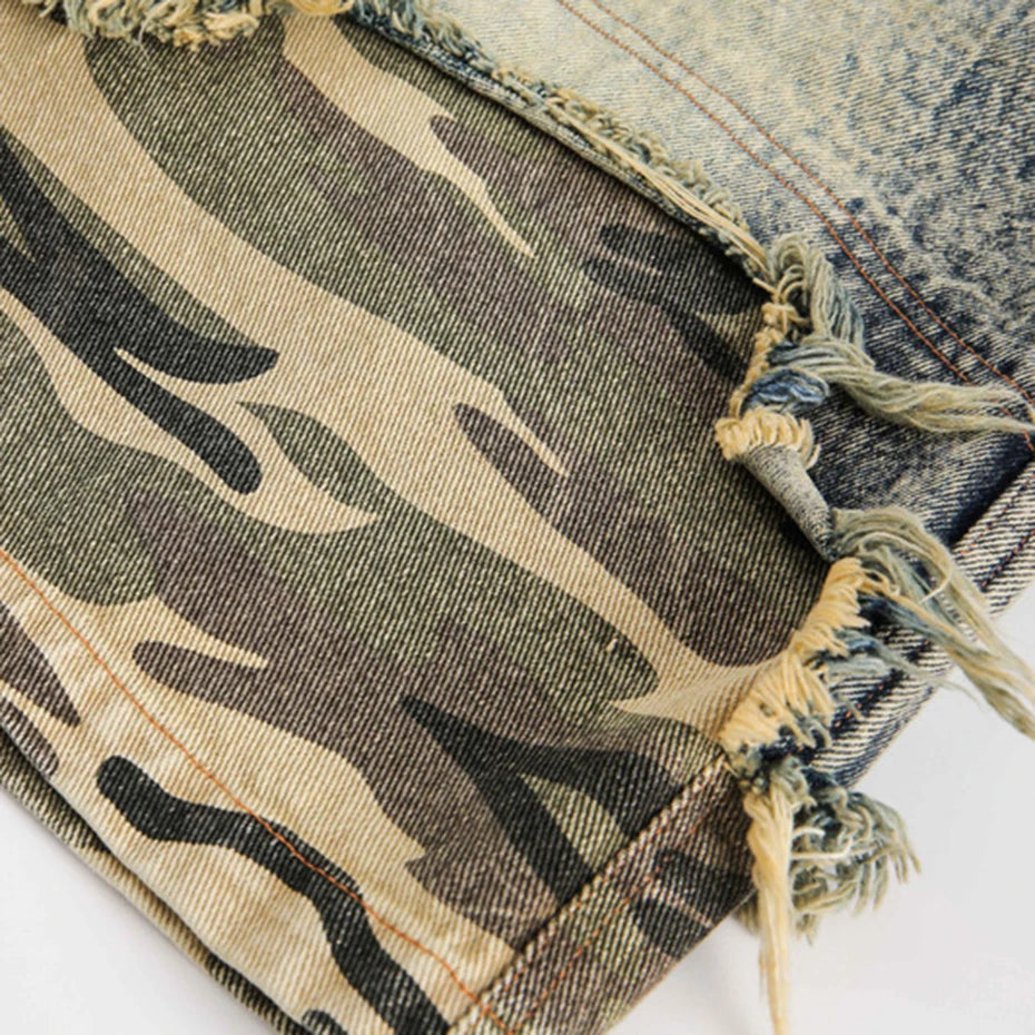 Camouflage Denim Shorts
