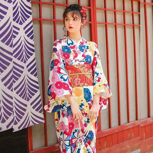 Colorful Women's Japanese Kimono 'Komaki'