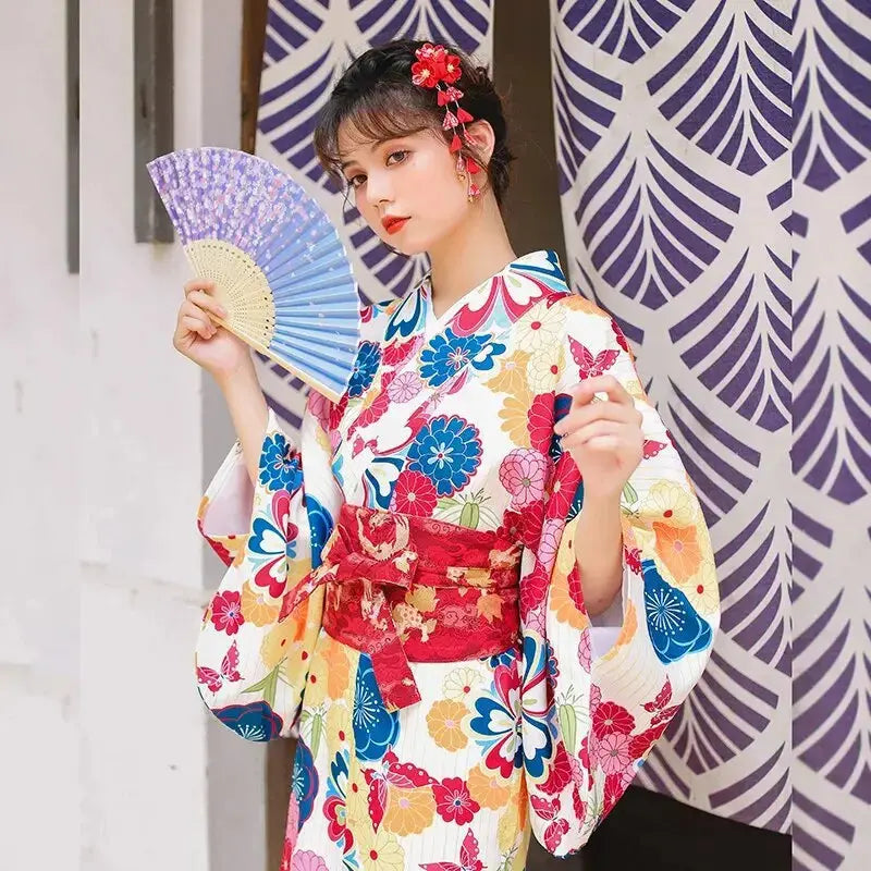 Colorful Women's Japanese Kimono 'Komaki'