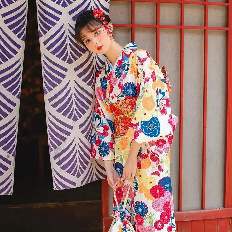 Colorful Women's Japanese Kimono 'Komaki'