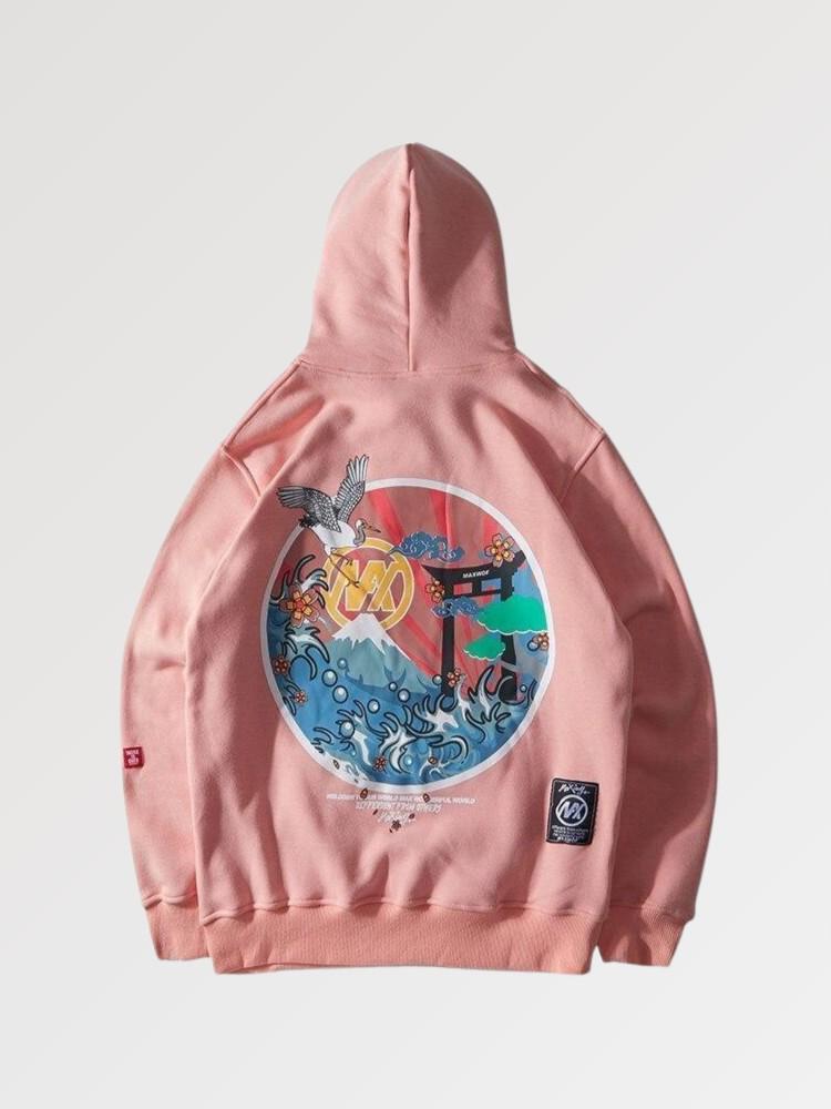 Cranes Pattern Streetwear Hoodie 'Bokeh'