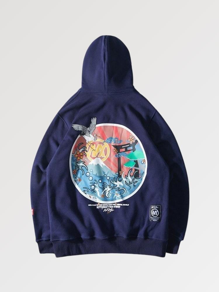 Cranes Pattern Streetwear Hoodie 'Bokeh'