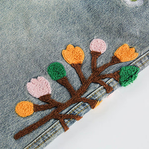 Embroidered Denim Shorts