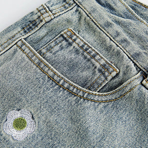 Embroidered Denim Shorts