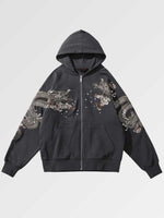 Load image into Gallery viewer, Embroidered Hoodie Japanese Fox &#39;Kitsune&#39;
