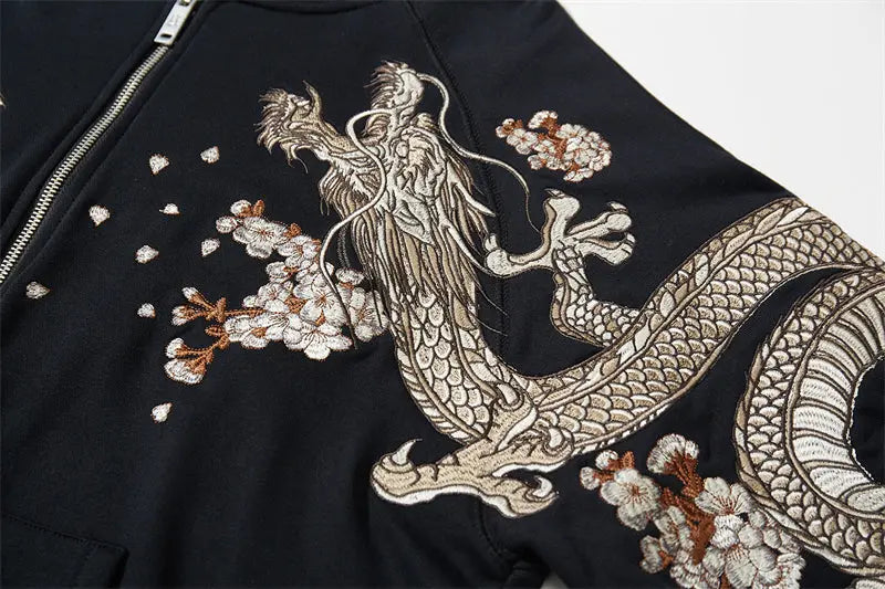 Embroidered Hoodie Japanese Fox 'Kitsune'