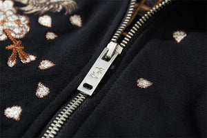 Embroidered Hoodie Japanese Fox 'Kitsune'