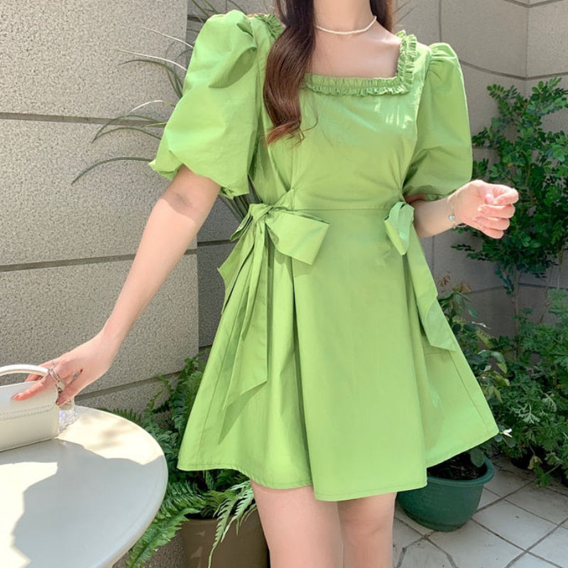 Green Japanese Dress 'Dento' L Green Japanese Dress 'Dento' L