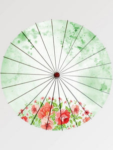 Green Japanese Umbrella 'Flower Pattern'