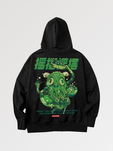 Green Octopus Hoodie Japanese Script 'Furiku'