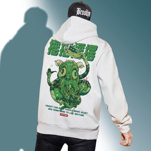 Green Octopus Hoodie Japanese Script 'Furiku'