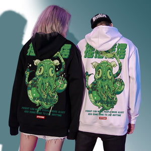 Green Octopus Hoodie Japanese Script 'Furiku'