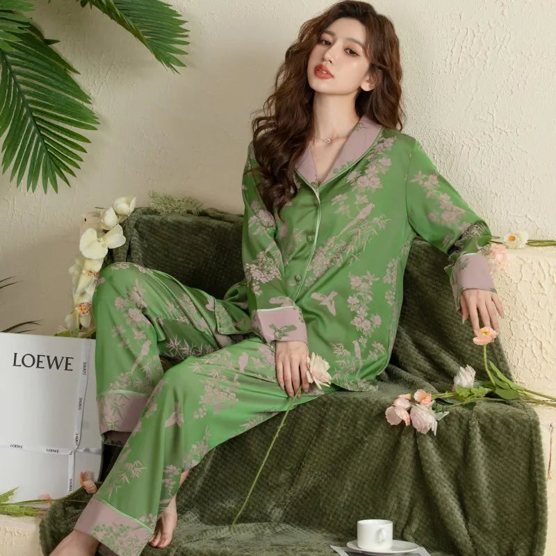 Green Silk Japanese Pajamas