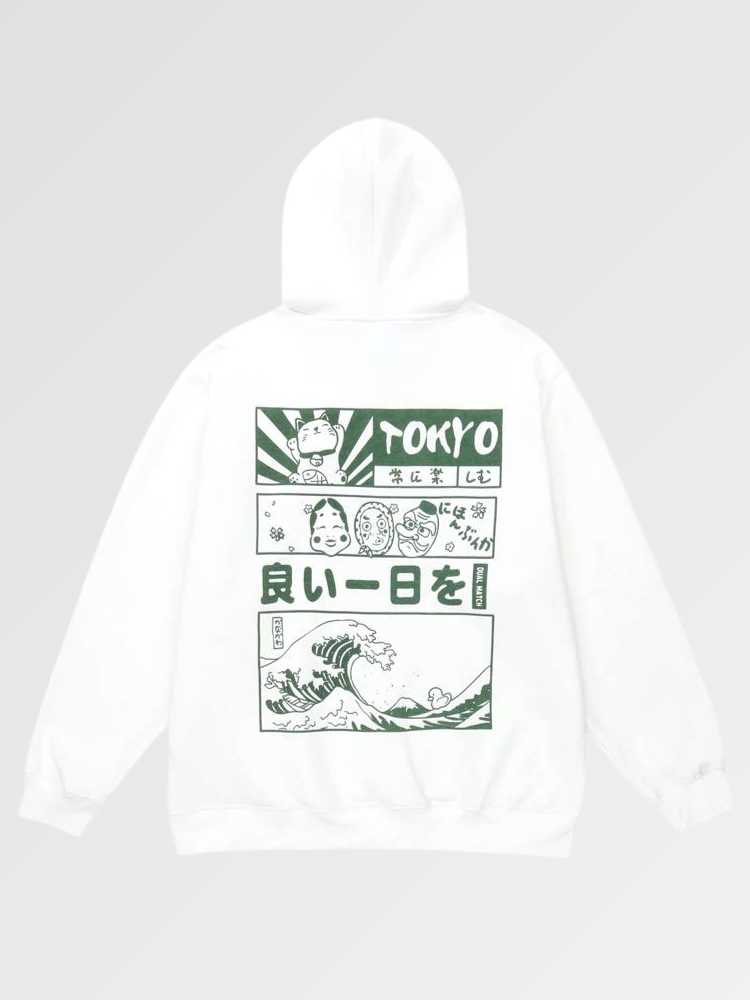 Hoodie with Traditional Japanese Pattern 'Kanagawa'