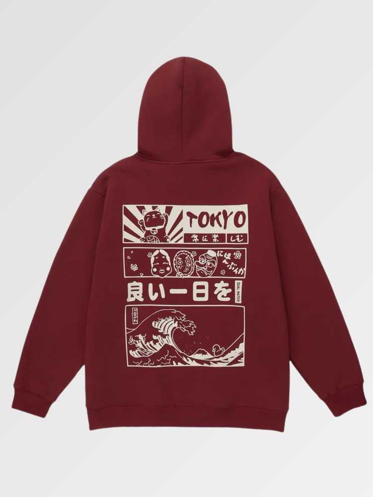 Hoodie with Traditional Japanese Pattern 'Kanagawa'